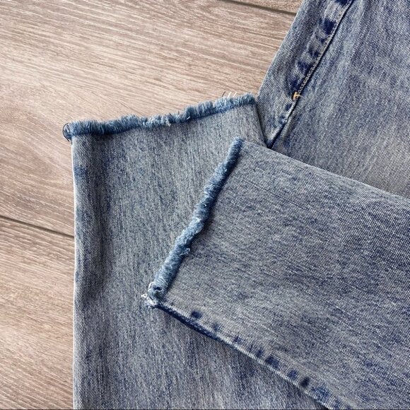 Garage Acid Washed Distressed Raw Hem Mom Jeans - Picture 4 of 11